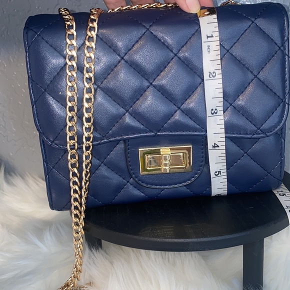 CHRISTIAN LACROIX BLUE QUILTED CHAIN PURSE - Picture 7 of 9